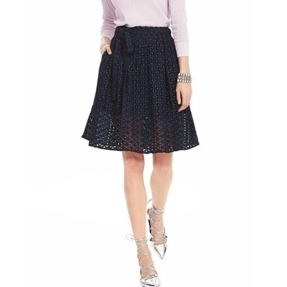 Banana Republic Laser Cut Limited Edition Belted Eyelet Mini Skirt